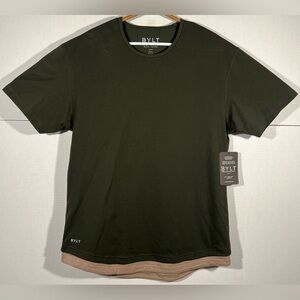 BYLT BASICS Drop Cut S/S Dual Layer Lux Athletic Fit Green Men’s Shirt Sz Large